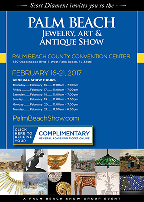 PALM BEACH JEWELRY, ART & ANTIQUE SHOW Feb 16-21 at the PALM BEACH COUNTY CONVENTION CENTER